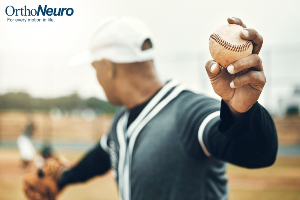 A baseball player throwing the ball after recovering fully from a TFCC tear in Ohio.